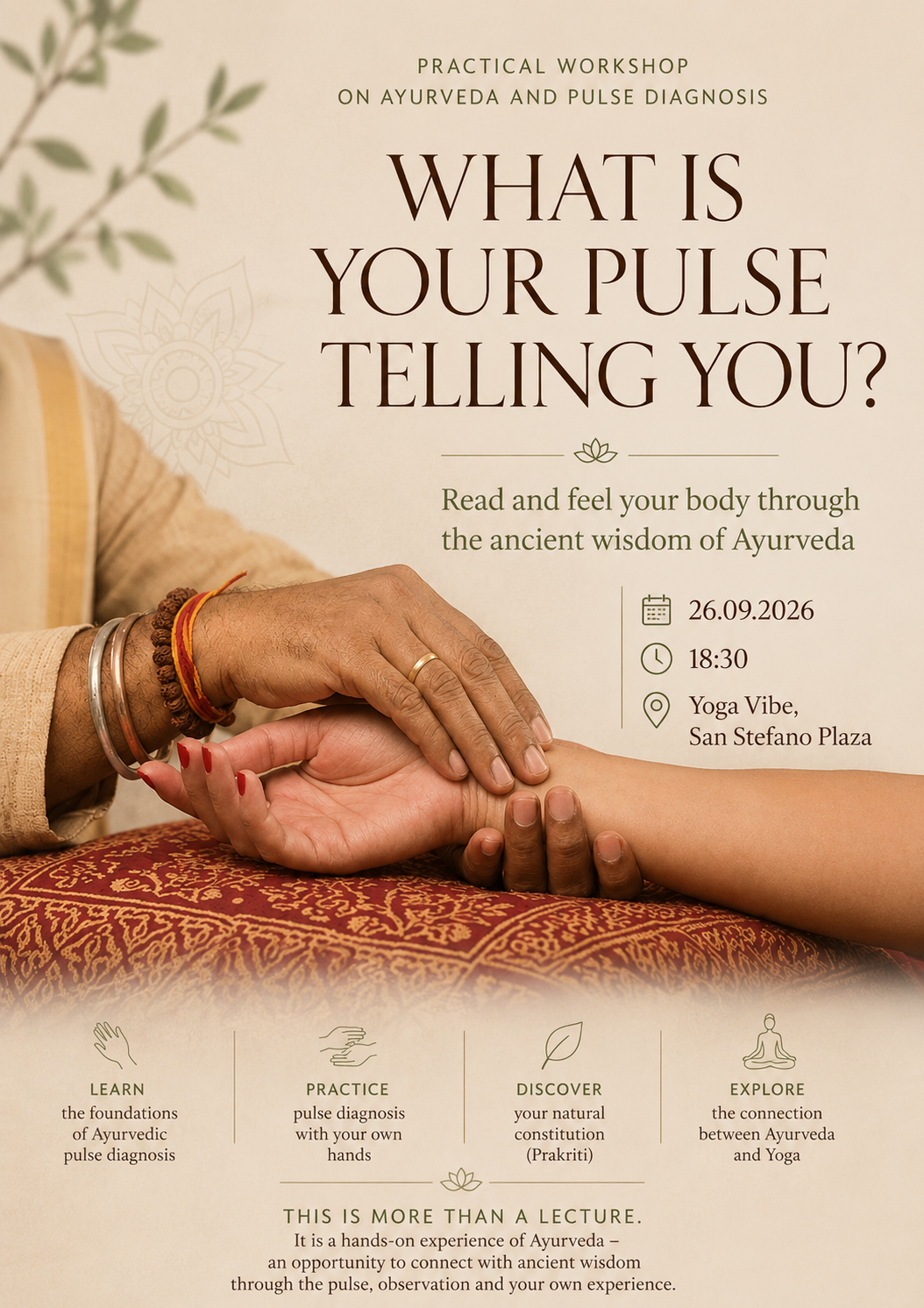 What is your pulse telling you Ayurveda workshop poster